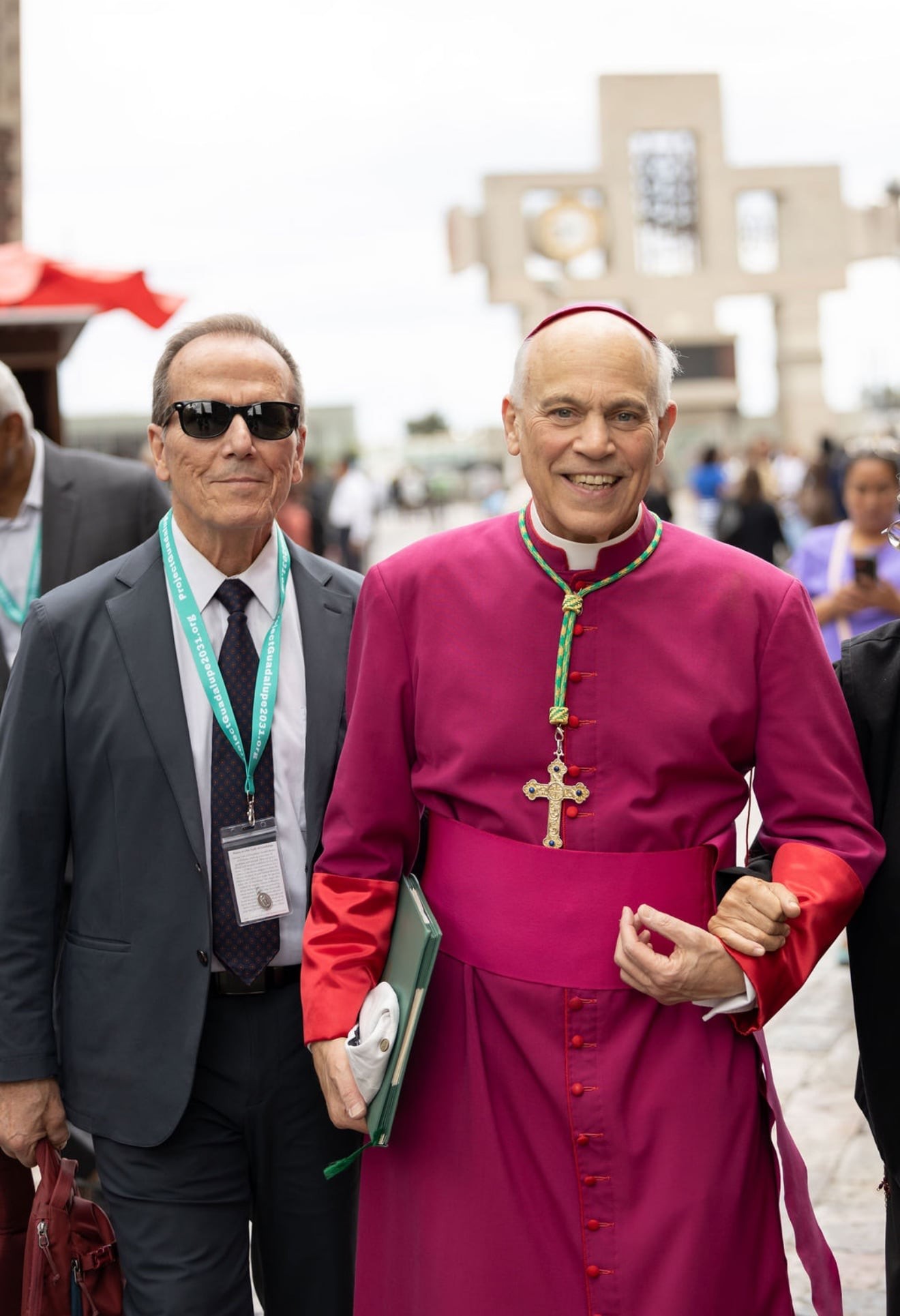 Frank La Rocca and Archbishop Cordileone outside the Basilica of Guadalupe, Mexico City, October 2025